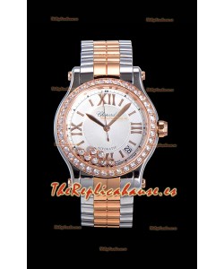 Chopard Happy Sport Reloj Réplica Suizo Automático a espejo 1:1 36MM Caja en Oro Rosado de dos Tonos