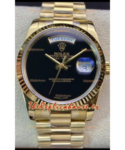Rolex Day Date Presidential Reloj Oro Amarillo 18K 36MM - Dial Negro Calidad a Espejo 1:1