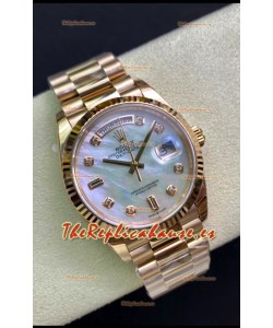 Rolex Day Date 36MM Oro Rosado Dial en Blanco Madre Perla Reloj Réplica a Espejo 1:1