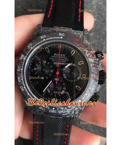 Rolex Daytona DiW Caja Carbono Forjado Réplica a Espejo 1:1 Correa de Nylon - Full Black Dial 