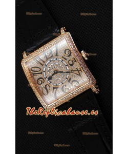 Franck Muller Master of Sqaure Ladies Relo Réplica de Cuarzo Caja en Oro Rosado