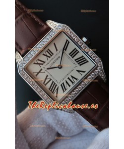 Cartier Santos Dumont Reloj Réplica Suizo 1:1 Movimiento de Cuarzo - Bisel tipo Diamante 