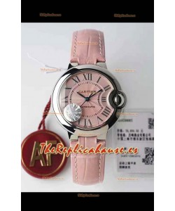 Ballon De Cartier Suizo Automático Calidad a Espejo 1:1 33MM Dial y Correa en Rosado