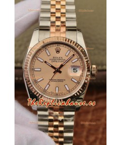 Rolex Datejust 36MM Movimiento ETA-3135 Réplica Suiza en Acero 904L en Dial Marrón de Dos Tonos