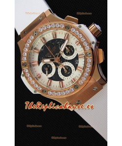 Hublot Big Bang Reloj Réplica Suizo con Bisel de Diamantes en caja de Oro Rosado