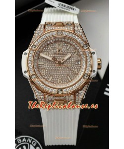 Hublot Big Bang One Click Dial pavimentado en Diamantes Oro Rosado Reloj Réplica Suiza 39MM