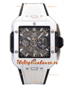 Hublot Square Bang Unico Reloj Caja Cerámica Blanca Chronógrafo Réplica Espejo 1:1
