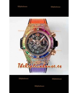 Hublot Big Bang UNICO Rainbow Reloj Réplica Suizo a Espejo 1:1 en Oro Rosado