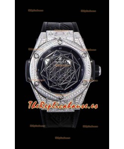 Hublot Big Bang One Click Sang Bleu Reloj Réplica a espejo 1:1 Caja en Acero Inoxidable 45MM - Dial Negro