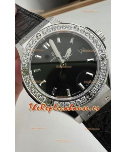 Hublot Classic Fusion Acero Inoxidable 33MM Dial Negro Reloj Movimiento Cuarzo Suizo Calidad Espejo 1:1