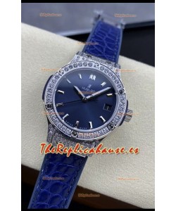 Hublot Classic Fusion Acero Inoxidable 33MM Dial Azul Reloj Movimiento Cuarzo Suizo Calidad Espejo 1:1