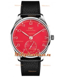 IWC Portugieser Automático 40 IW358310 Dial Rojo Acero Inoxidable Reloj Réplica Espejo 1:1 