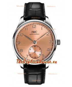 IWC Portugieser Automático 40 IW358313 Dial Rosado Acero Inoxidable Reloj Réplica Espejo 1:1 