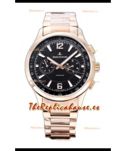Jaeger LeCoultre Polaris Cronógrafo Dial Negro Caja Oro Rosado Reloj Réplica Suiza 