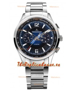 Jaeger LeCoultre Polaris Chronograph Caja Acero Inoxidable Dial Azul Reloj Réplica Suiza 