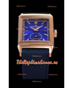 Jaeger LeCoultre Reverso Reloj Réplica Suizo Caja en Oro Rosado - Dial Azul 