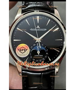 Jaeger LeCoultre Master Ultra Thin Moon Dial Negro Acero 904L Reloj Réplica a Espejo 1:1