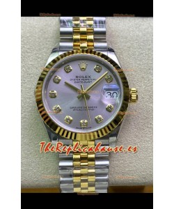 Rolex Datejust 31MM Movimiento ETA-2671 Reloj Réplica Suizo en Acero 904L Dial Plateado Oro Amarillo