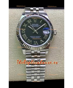 Rolex Datejust 31MM Movimiento ETA-2671 Reloj Réplica Suizo en Acero 904L Dial Negro en Romanos