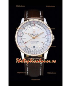 Breitling Navitimer 1 Automatic Reloj Réplica Suizo Dial en Blanco Bisel Oro Rosado