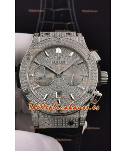 Hublot Classic Fusion Chronograph Acero Diamantes Dial y Caja Reloj Réplica a Espejo 1:1