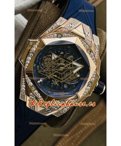 Hublot Big Bang UNICO Sang Bleu II Oro Rosado Diamantes Calidad a Espejo 1:1 Reloj Réplica Suizo