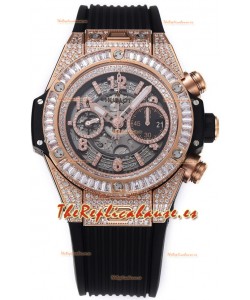 Hublot Big Bang Unico Caja Oro Rosado Diamantes Calidad a Espejo 1:1 Reloj Réplica Suizo