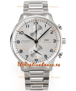 IWC Portuguese Chronograph Reloj Réplica Suizo en Caja de Acero Dial Blanco - Edición Réplica a Espejo 1:1