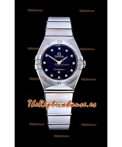 Omega Constellation Ladies Cuarzo Suizo Reloj Réplica a Espejo 1:1 - Caja Acero En Dial Negro Estrellado