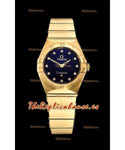 Omega Constellation Ladies Cuarzo Suizo Reloj Réplica a Espejo 1:1 - Caja Oro Amarillo Dial Negro Estrellado