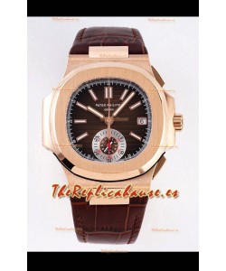 Patek Philippe Nautilus 5980/1R-001 Oro Rosado Caja Acero 904L en Dial Marrón - Réplica Espejo 1:1