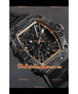 Richard Mille RM12-01 Caja Fibra de Carbono Genuino Movimiento Tourbillon Reloj Réplica a Espejo 1:1
