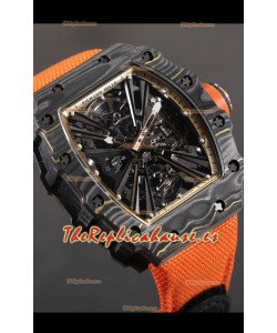 Richard Mille RM12-01 Caja Fibra de Carbono Genuino Movimiento Tourbillon Reloj Réplica a Espejo 1:1
