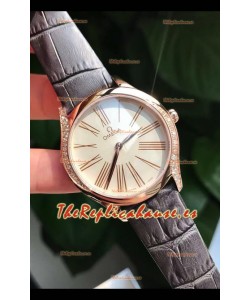 Omega De Ville Tresor Edition Reloj Cuarto Suizo 36MM Caja Oro Rosado Dial Blanco