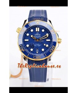 Omega Seamaster 300M Co-Axial Master Chronometer Dial Azul Caja de Dos Tonos Réplica Espejo 1:1