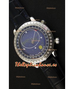 Patek Philippe Grand Complication 6102P Celestial Moon Age Reloj Réplica Suizo con Dial en Azul