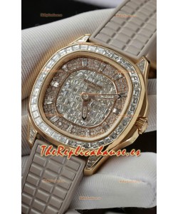 Patek Philippe Aquanaut 5062/450R-001 Oro Rosado Pavimentado de Diamantes Reloj Réplica Suiza 
