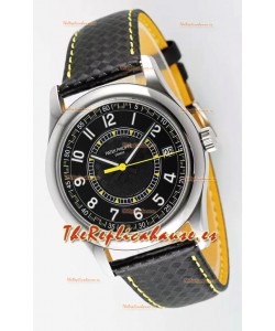 Patek Philippe Calatrava 6007 Dial Negro Manecillas Amarillas Caja Acero 904LReloj Réplica Espejo 1:1
