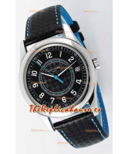 Patek Philippe Calatrava 6007 Dial Negro Manecillas Azules Caja Acero 904L Reloj Réplica Espejo 1:1