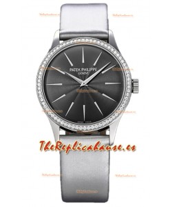 Patek Philippe Calatrava 4997 Ladies Reloj Caja Acero Dial Gris con Movimiento Suizo Automático