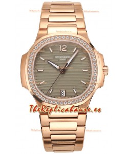 Patek Philippe Nautilus 7118R 35MM 1:1 Oro Rosado Dial Gris Reloj Réplica Espejo 1:1