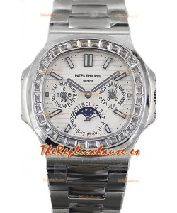 Patek Philippe Nautilus 5740 Perpetual Calendar Acero Inoxidable Dial Blanco Reloj Réplica Suiza