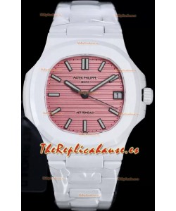 Patek Philippe Nautilus 5711 AET Remould Edición Cerámica Blanca Dial Rosado Reloj Réplica Suiza