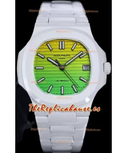 Patek Philippe Nautilus 5711 AET Remould Edición Cerámica Blanca Dial Degradado Amarillo/Verde Reloj Réplica Suiza