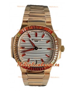 Patek Philippe Nautilus 7118R 35MM 1:1 Caja Oro Rosado Dial Blanco Reloj Réplica Espejo 1:1