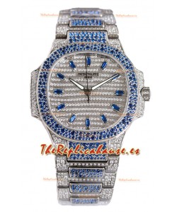 Patek Philippe Nautilus 7118R 35MM 1:1 Reloj Diamantes Azules Pavimentados en Caja Acero