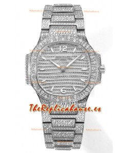 Patek Philippe Nautilus 7118R 35MM 1:1 Reloj Diamantes Pavimentados en Caja de Acero