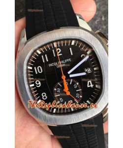 Patek Philippe Aquanaut 5968 Chronograph Caja Acero Manecilla Naranja Reloj en Movimiento Suizo Automático