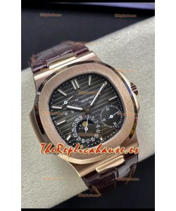 Patek Philippe Nautilus 5712/R Reloj Réplica Calidad Espejo 1:1 Dial Marrón Correa de Piel