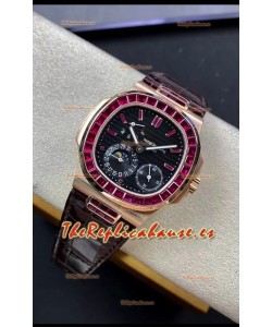 Patek Philippe Nautilus 5724R Reloj Réplica Suizo Calidad 1:1 en Dial Negro